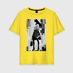 Женская футболка оверсайз Городская волчица - Нью-Йорк - нейросеть