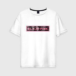 Женская футболка оверсайз Логотип Black Pink и силуэты участниц