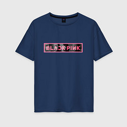 Женская футболка оверсайз Логотип Black Pink и силуэты участниц