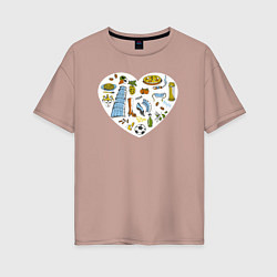 Женская футболка оверсайз Итальянское сердце