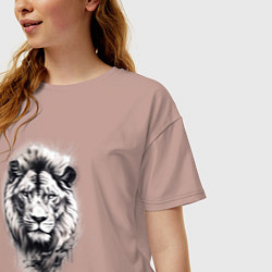 Футболка оверсайз женская Голова льва рисунок карандашом, цвет: пыльно-розовый — фото 2