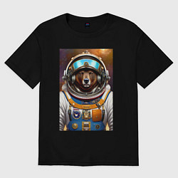 Женская футболка оверсайз Bear cool astronaut - neural network