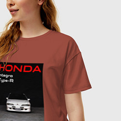 Футболка оверсайз женская Honda Integra Type-R обложка, цвет: кирпичный — фото 2