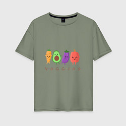 Женская футболка оверсайз Милые друзья овощи