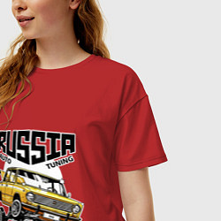 Футболка оверсайз женская Russia tuning car, цвет: красный — фото 2