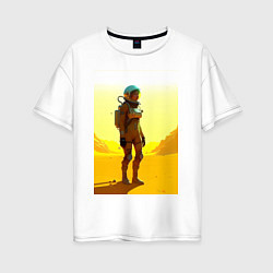 Женская футболка оверсайз Девушка-астронавт в пустыне - нейросеть