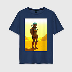 Женская футболка оверсайз Девушка-астронавт в пустыне - нейросеть