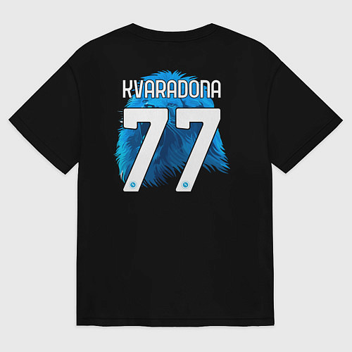 Женская футболка оверсайз Хвича Кварацхелия Наполи Кварадона / Черный – фото 2