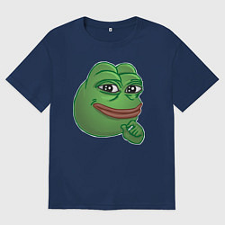 Футболка оверсайз женская Лягушонок Пепе не доволен тобой, цвет: тёмно-синий