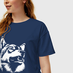 Футболка оверсайз женская Голова волка Wolf head, цвет: тёмно-синий — фото 2