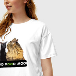 Футболка оверсайз женская Черный и рыжий кот - Mood, цвет: белый — фото 2
