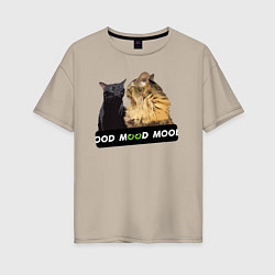 Женская футболка оверсайз Черный и рыжий кот - Mood