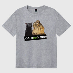 Футболка оверсайз женская Черный и рыжий кот - Mood, цвет: меланж