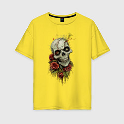 Женская футболка оверсайз Зомби Цветы