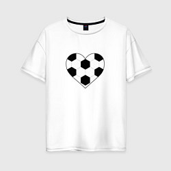 Женская футболка оверсайз Футбольное сердце