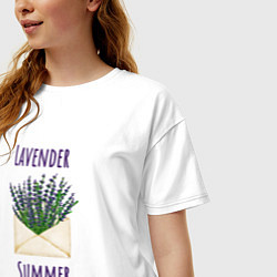 Футболка оверсайз женская Lavender Summer - букет лаванды в конверте, цвет: белый — фото 2