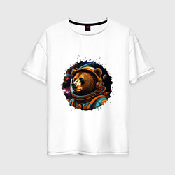 Женская футболка оверсайз Медведь космонавт