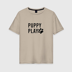 Футболка оверсайз женская Puppy Play, цвет: миндальный