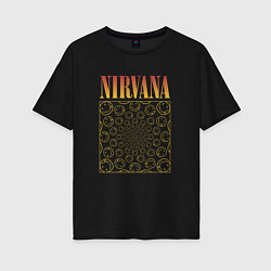 Футболка оверсайз женская Nirvana лого, цвет: черный