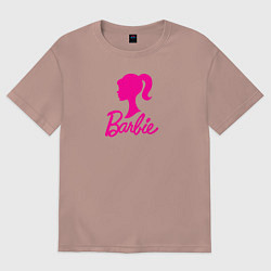 Футболка оверсайз женская Розовый логотип Барби, цвет: пыльно-розовый