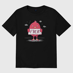 Футболка оверсайз женская Вольная птичка, цвет: черный