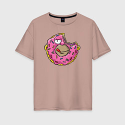 Женская футболка оверсайз Гомер пончик