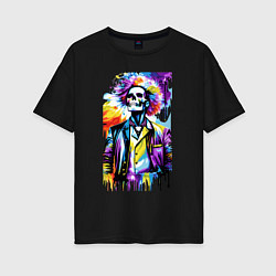 Женская футболка оверсайз Cool skeleton - pop art - neural network