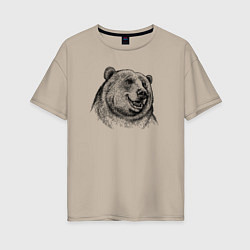 Женская футболка оверсайз Медведь улыбается