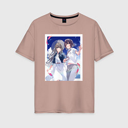 Женская футболка оверсайз Кукуру Мисакино и Фука Миядзава - Акватоп белого п