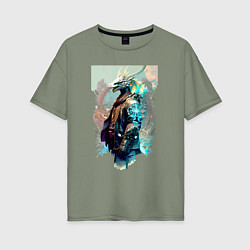 Женская футболка оверсайз Cool dragon - cyberpunk