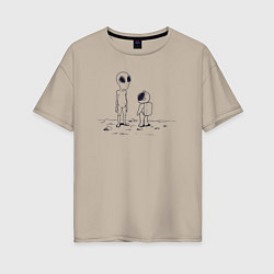 Женская футболка оверсайз Пришелец и космонавт