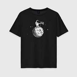 Женская футболка оверсайз США на луне