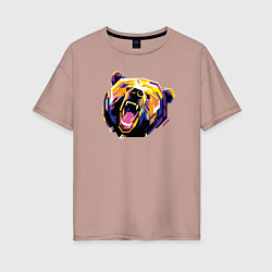 Женская футболка оверсайз Голова медведя WPAP