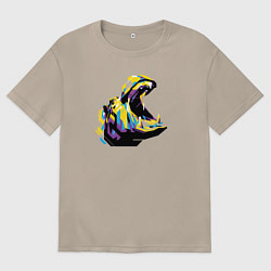 Футболка оверсайз женская Бегемот WPAP, цвет: миндальный