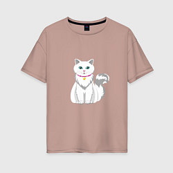 Женская футболка оверсайз Красивая белая кошка