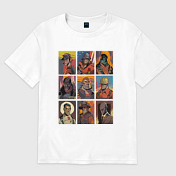 Футболка оверсайз женская Team fortress 2 - портреты персонажей, цвет: белый
