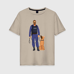 Женская футболка оверсайз Полицейский с собакой