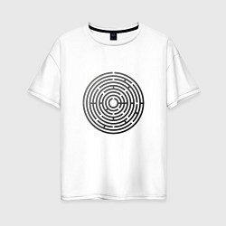 Женская футболка оверсайз Серый круглый лабиринт