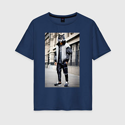 Женская футболка оверсайз Модный городской волчара - нейросеть