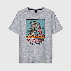 Женская футболка оверсайз Поп арт Кит Харинг - Пизанская башня