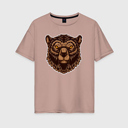Женская футболка оверсайз Медведь гризли