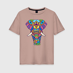 Женская футболка оверсайз Разноцветный слон