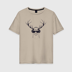 Женская футболка оверсайз Music deer