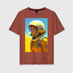 Футболка оверсайз женская Девушка-астронавт - нейросеть, цвет: кирпичный