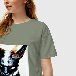 Футболка оверсайз женская Slipkat Meowa, цвет: авокадо — фото 2