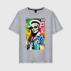 Футболка оверсайз женская Skeleton fashionista - Milano - pop art, цвет: меланж