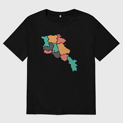 Футболка оверсайз женская Области Армении, цвет: черный