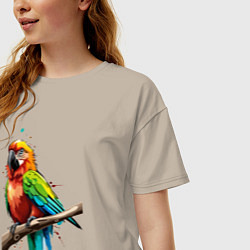 Футболка оверсайз женская Попугай какаду, цвет: миндальный — фото 2