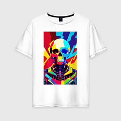 Футболка оверсайз женская Pop art skull, цвет: белый