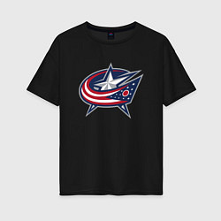 Футболка оверсайз женская Columbus blue jackets - hockey team - emblem, цвет: черный